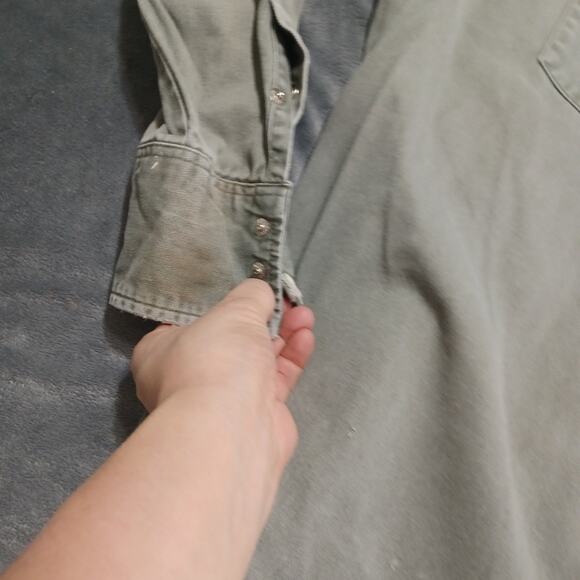 Vtg Wrangler Shirt Mens 18x36 Rugged Denim Original Snap Buttons 2 Flap Pockets - Picture 6 of 11